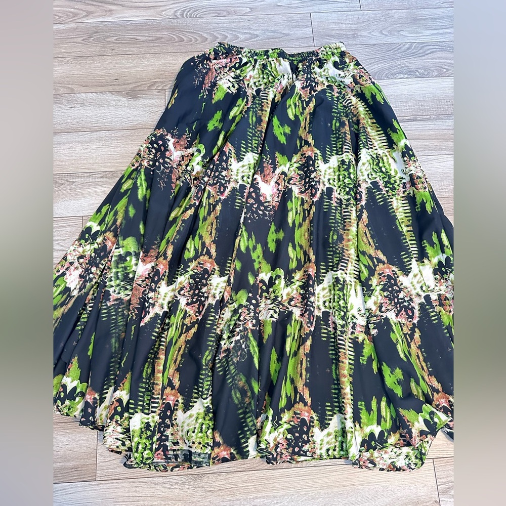 Floral Green and Black Women's Skirt